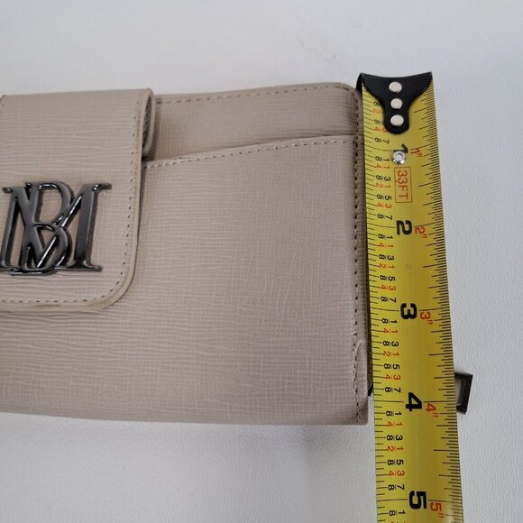 Badgley Mischka Zip Around Flap Front Pocket Taupe Wallet - Picture 11 of 12